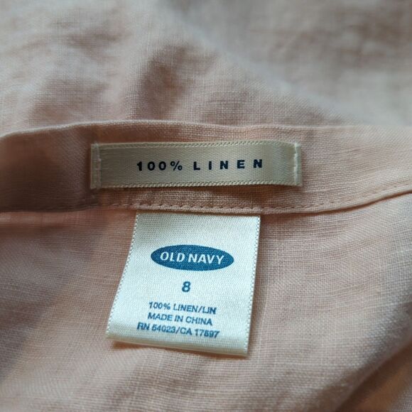 Old Navy Linen Midi Skirt Womens 8 Pink Crochet Ruffle Boho Cottagecore - Picture 4 of 7